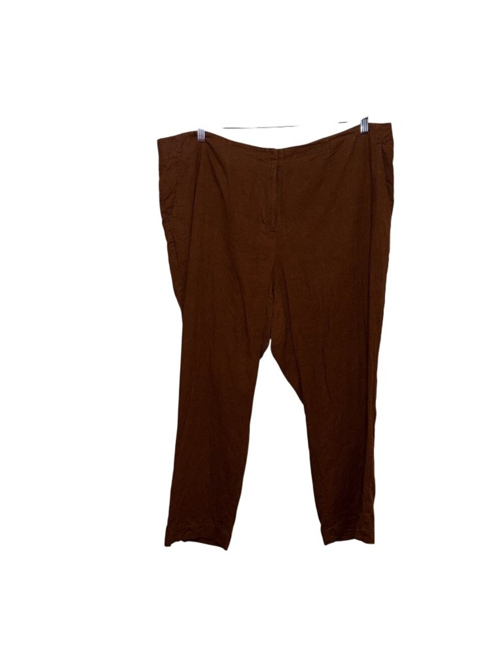 Talbots Plus Brown Linen-Blend Flat-Front Pants Size 18W